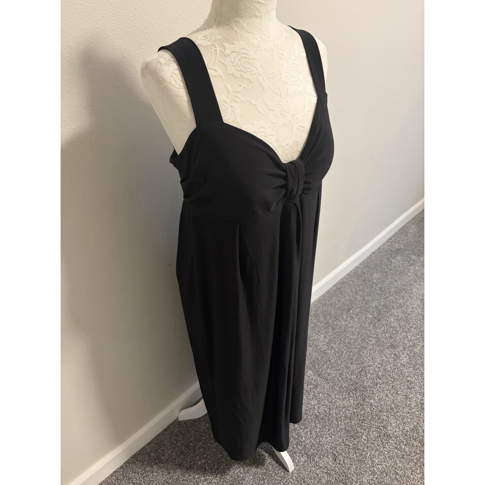 Travelsmith Black Sleeveless Midi Dress~L~ Padded Bra Top Packable USA Made